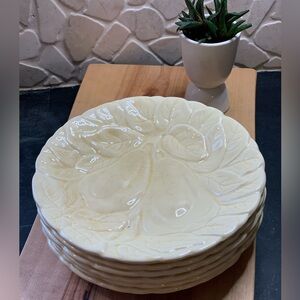 MAJOLICA | Set of 6 | Light Yellow Embossed Pear Side Plates